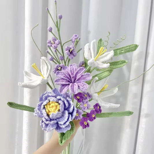 Crochet Flower Bouquet Handmade Crochet Flowers Gifts Rose Sunflower Tulip Peony for Mothers Day Weddings Home Decor